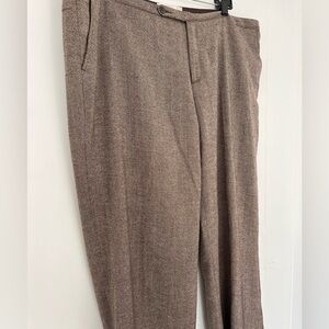 Old Navy Wool Blend Low Waist Brown Design Wide Leg Trousers Size 18